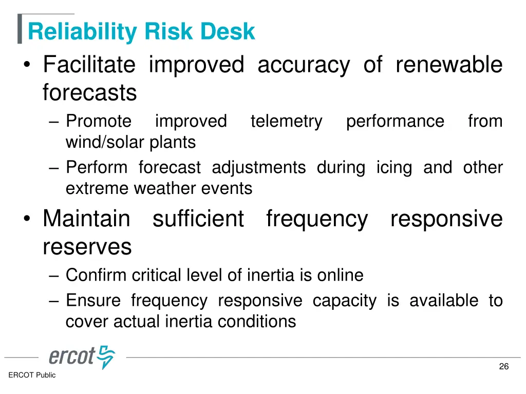 reliability risk desk facilitate improved