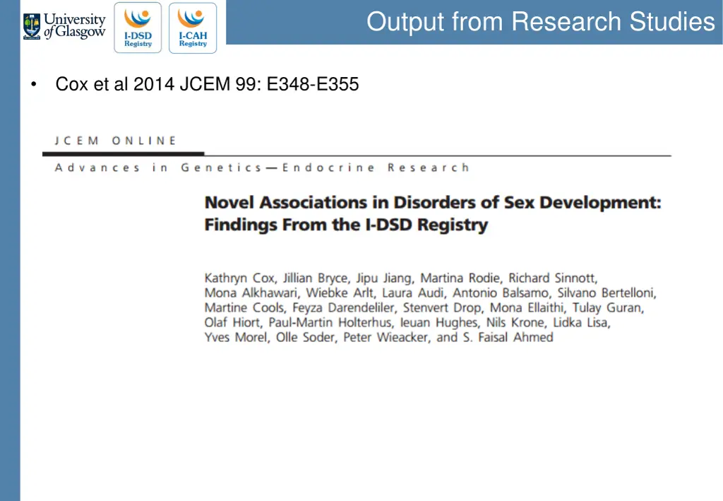 output from research studies