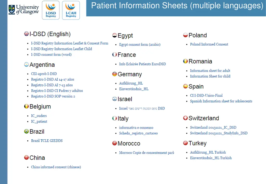 patient information sheets multiple languages