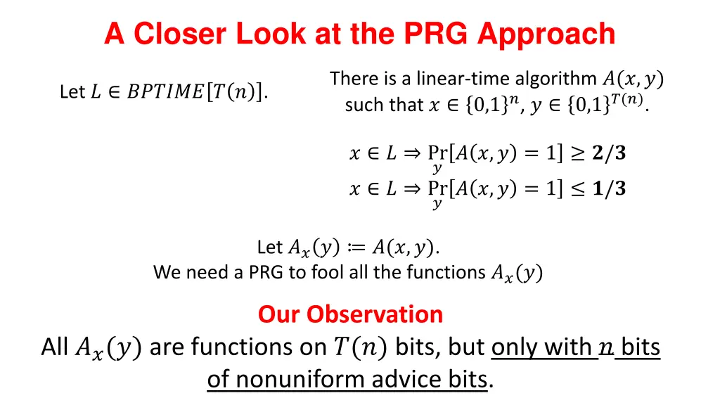 a closer look at the prg approach