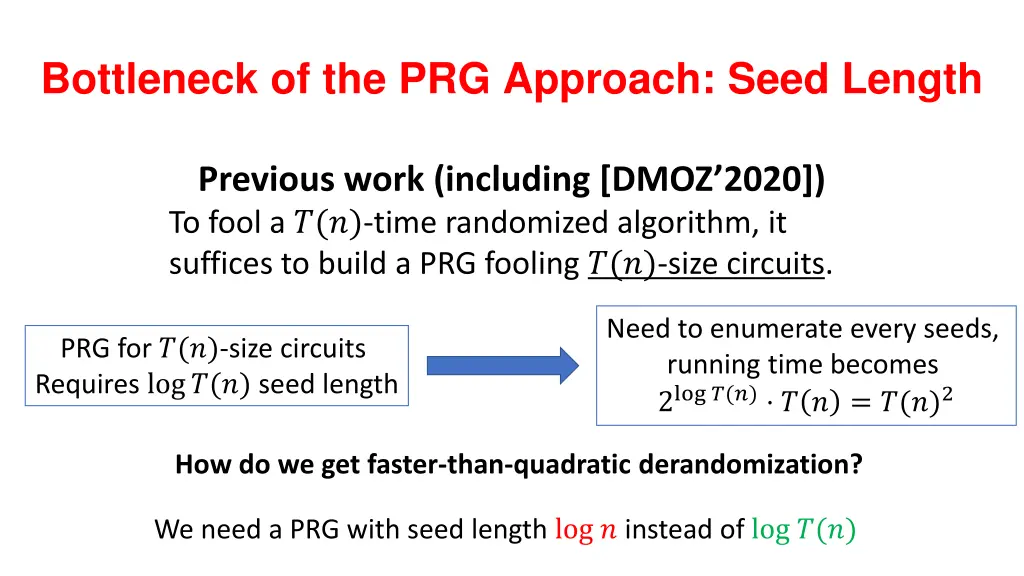 bottleneck of the prg approach seed length