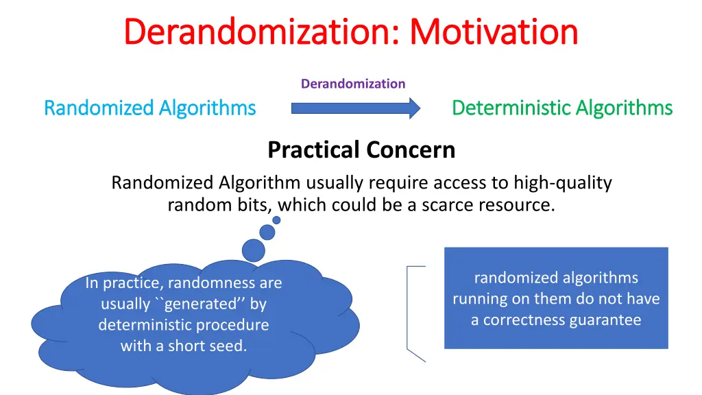 derandomization motivation derandomization