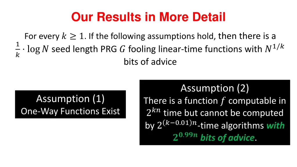 our results in more detail