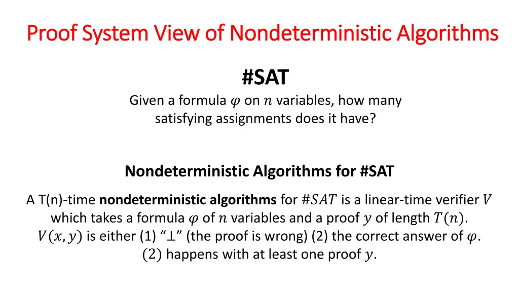 proof system view of nondeterministic algorithms
