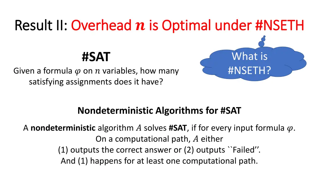result ii result ii overhead overhead is optimal