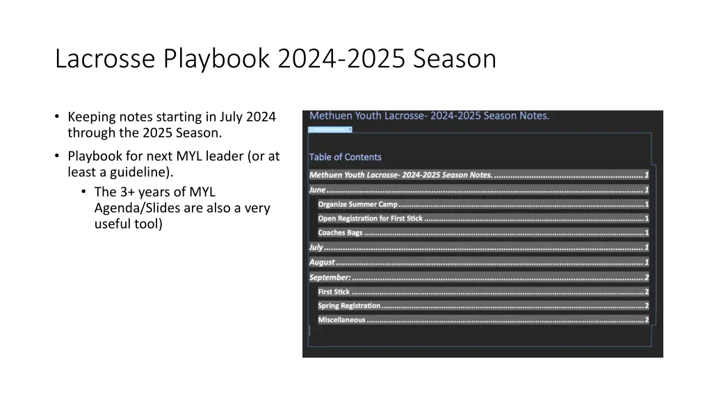 lacrosse playbook 2024 2025 season