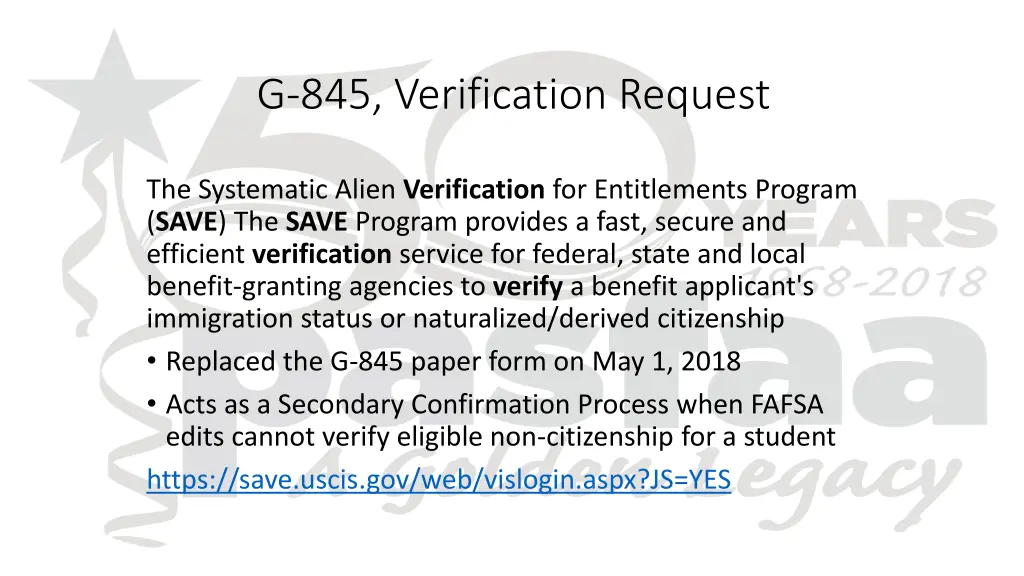 g 845 verification request