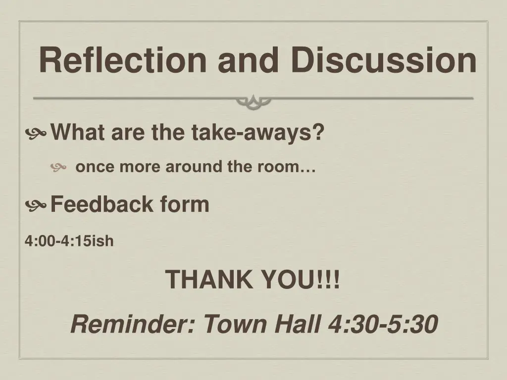 reflection and discussion