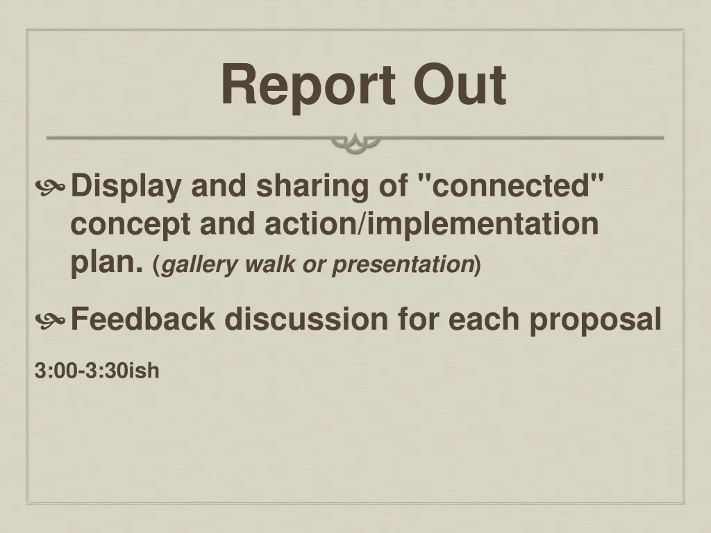 report out