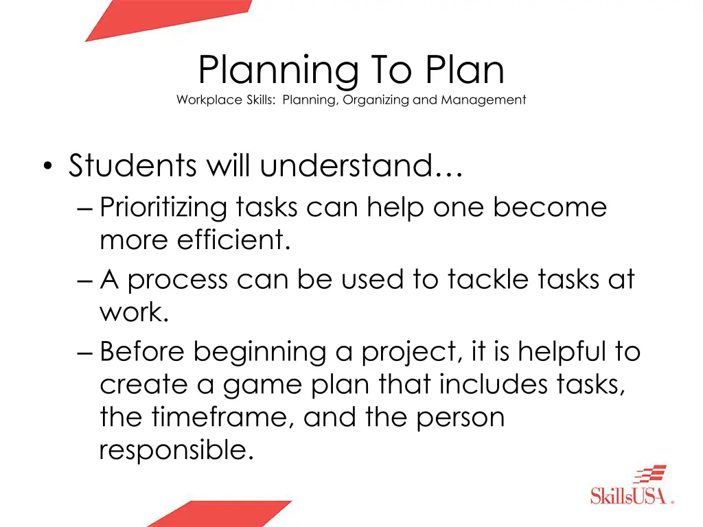 planning to plan workplace skills planning 1