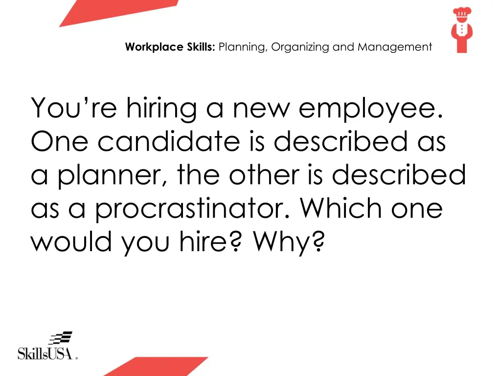 workplace skills planning organizing