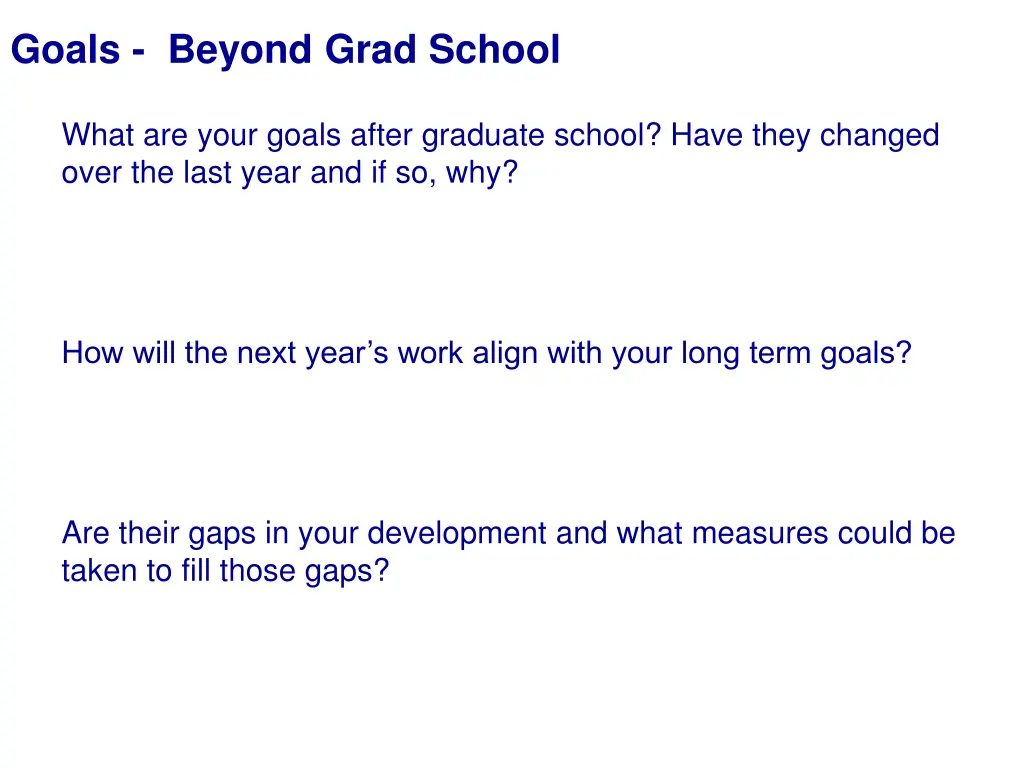 goals beyond grad school
