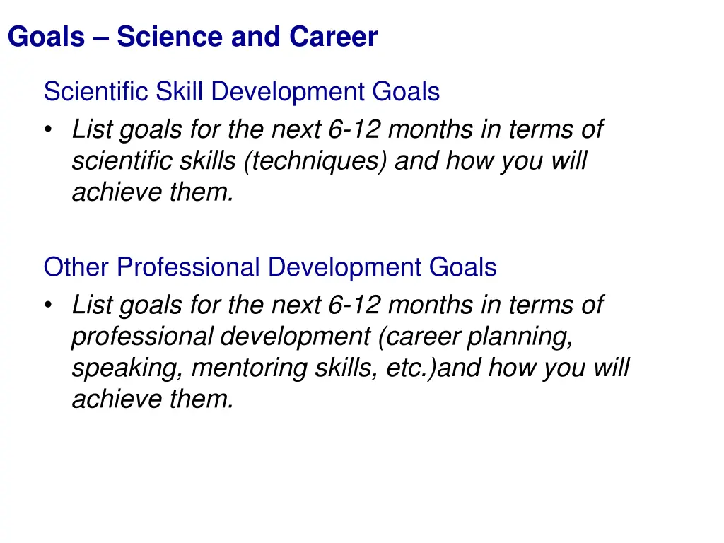 goals science and career
