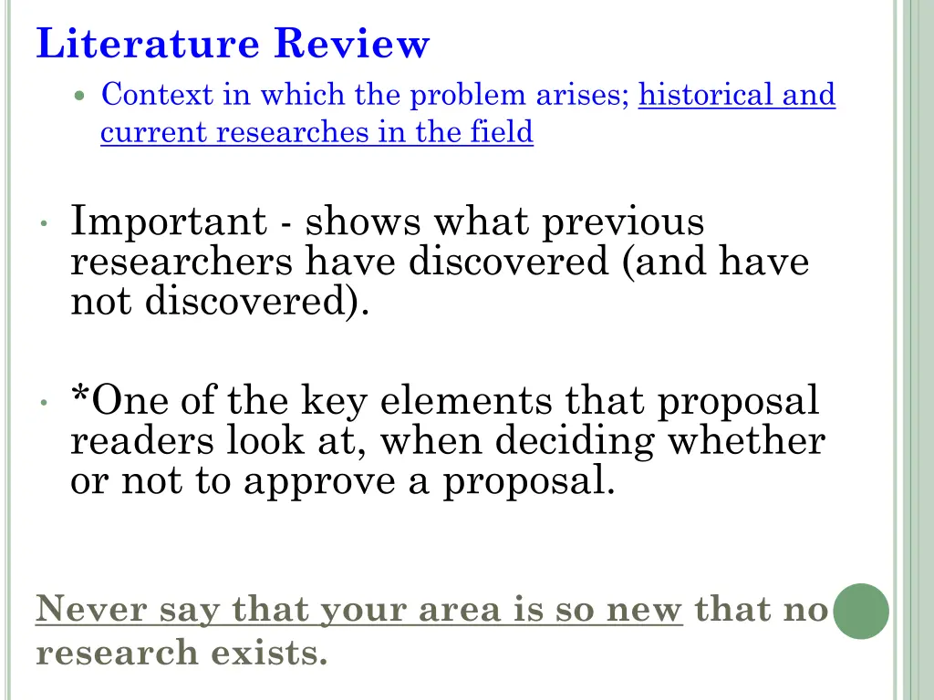 literature review context in which the problem