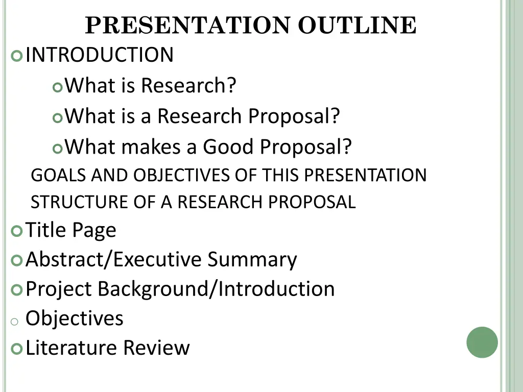 presentation outline introduction