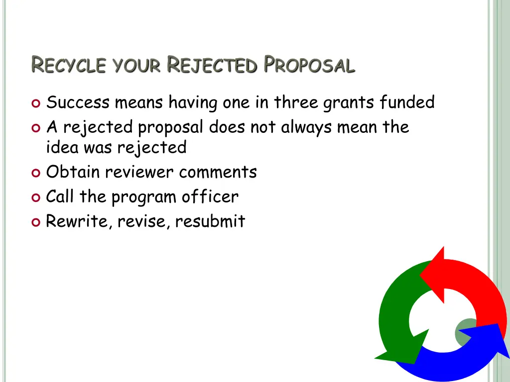r ecycle your r ejected p roposal