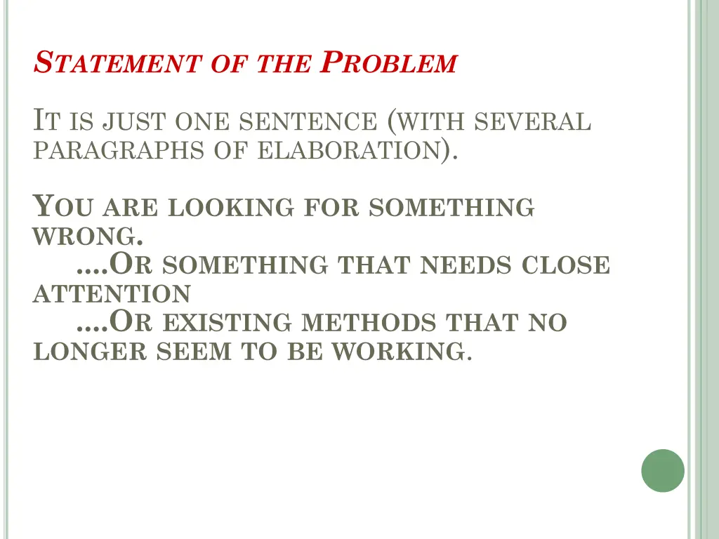 s tatement of the p roblem