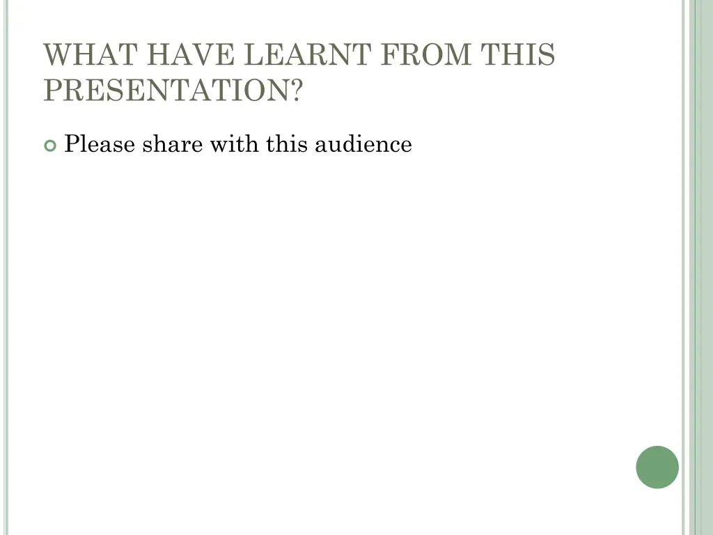 what have learnt from this presentation