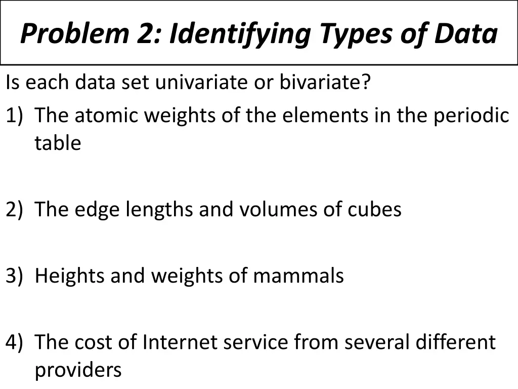 problem 2 identifying types of data