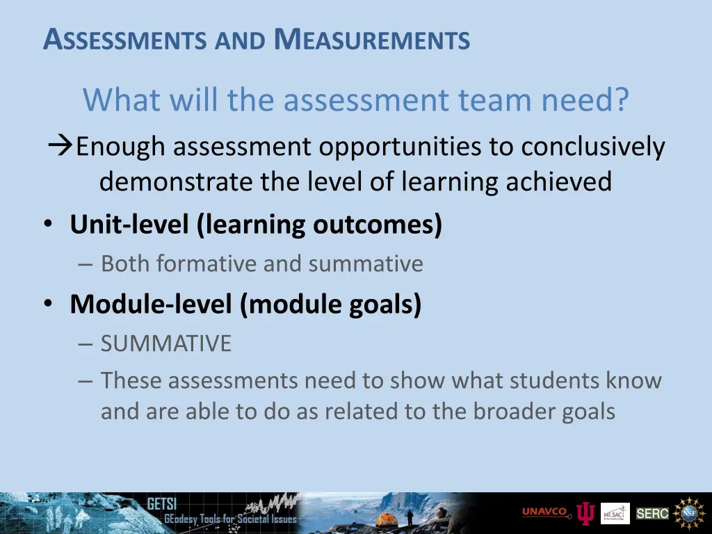 a ssessments and m easurements 3