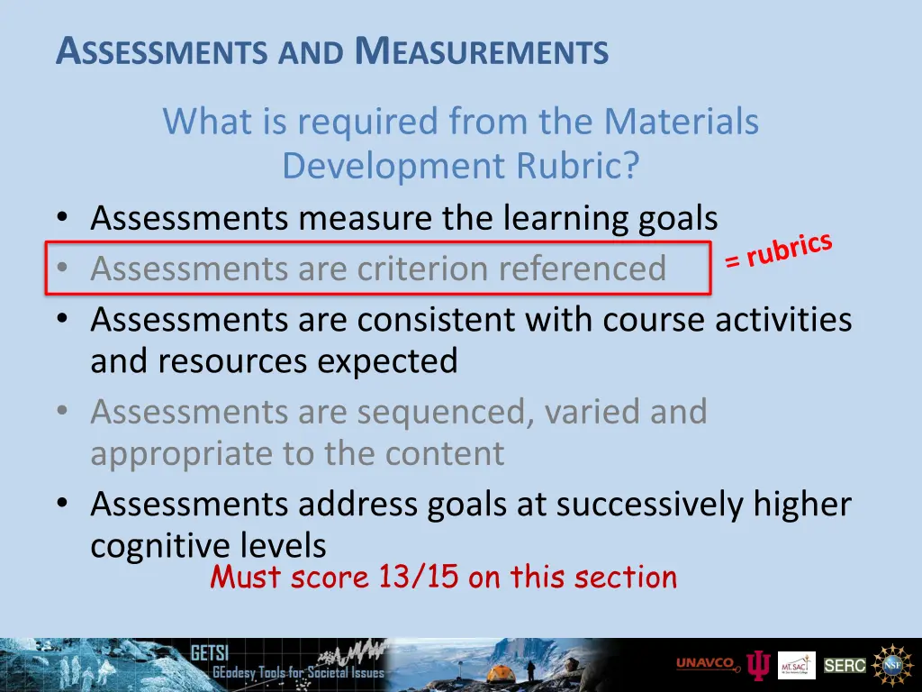 a ssessments and m easurements 4