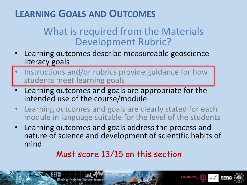 l earning g oals and o utcomes 2