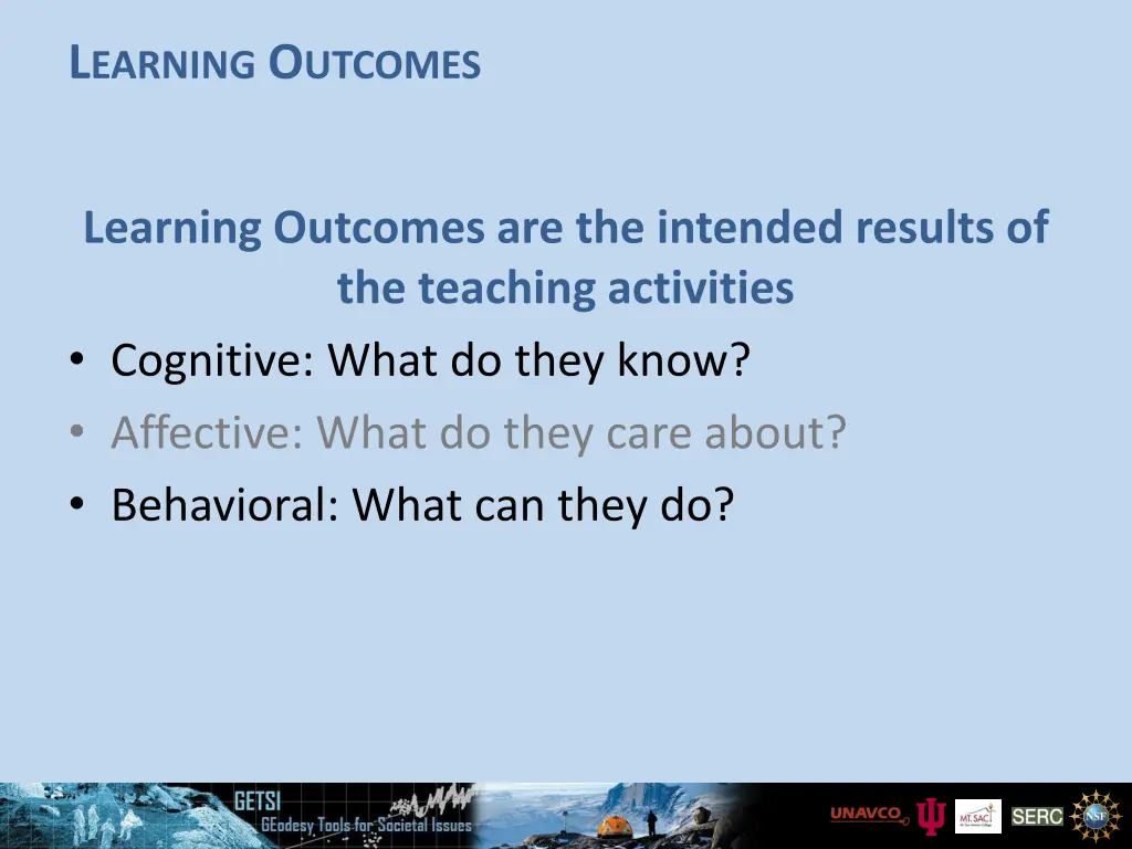 l earning o utcomes