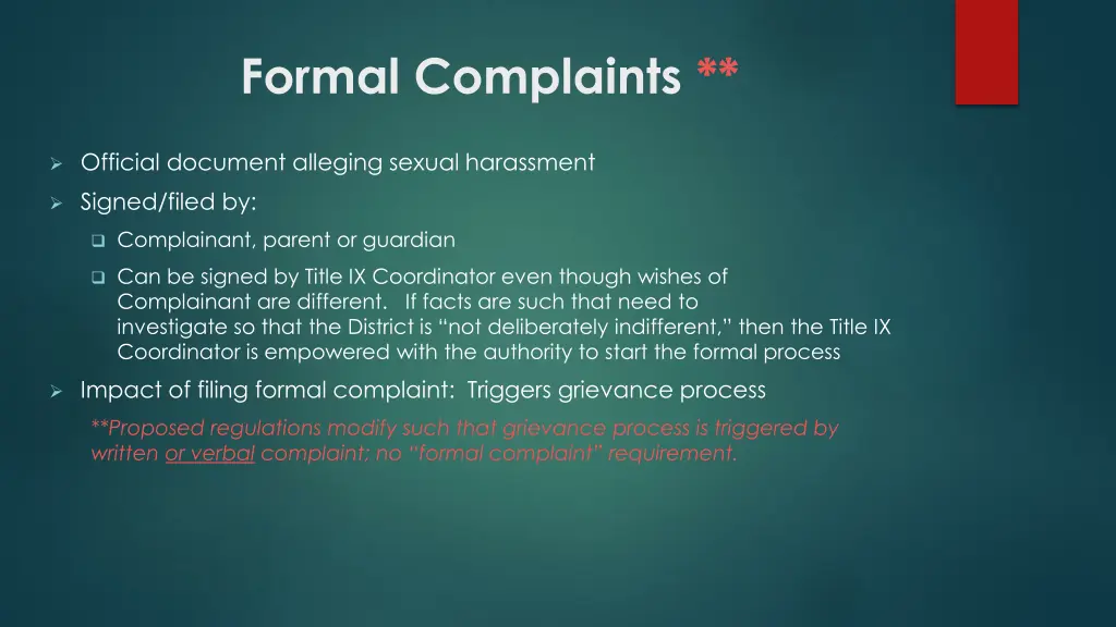 formal complaints