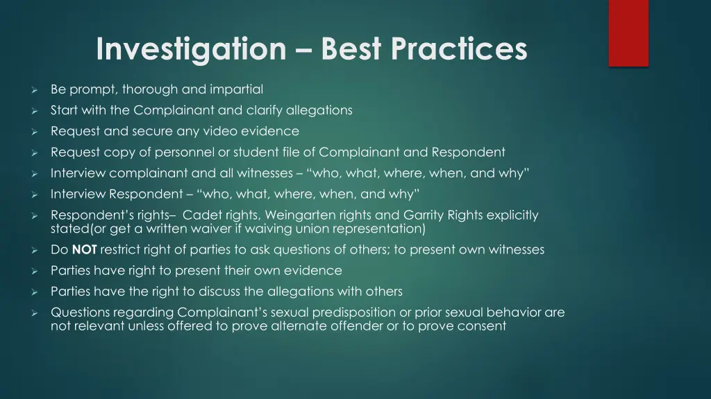 investigation best practices