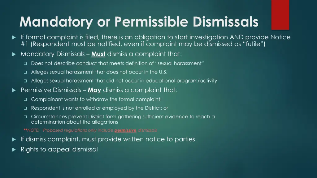 mandatory or permissible dismissals