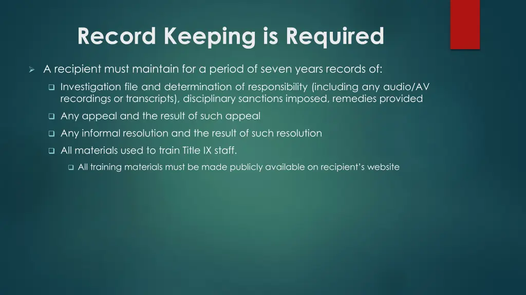 record keeping is required