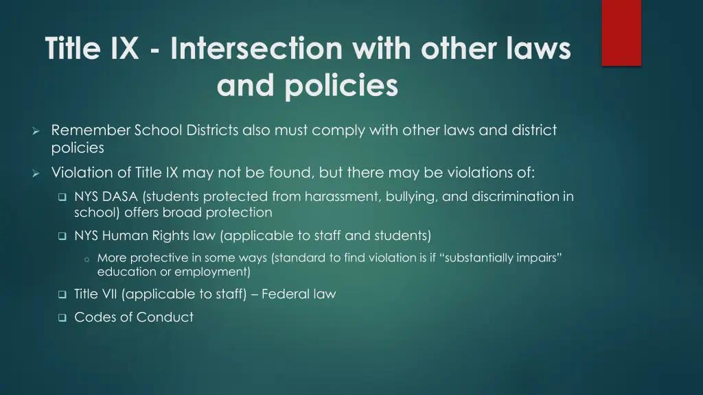 title ix intersection with other laws and policies