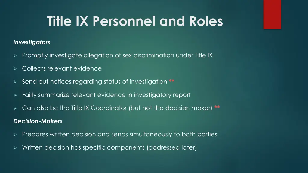 title ix personnel and roles 1