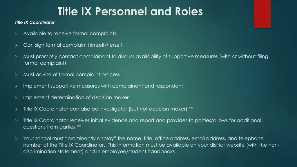 title ix personnel and roles