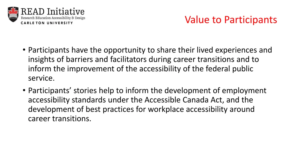 value to participants