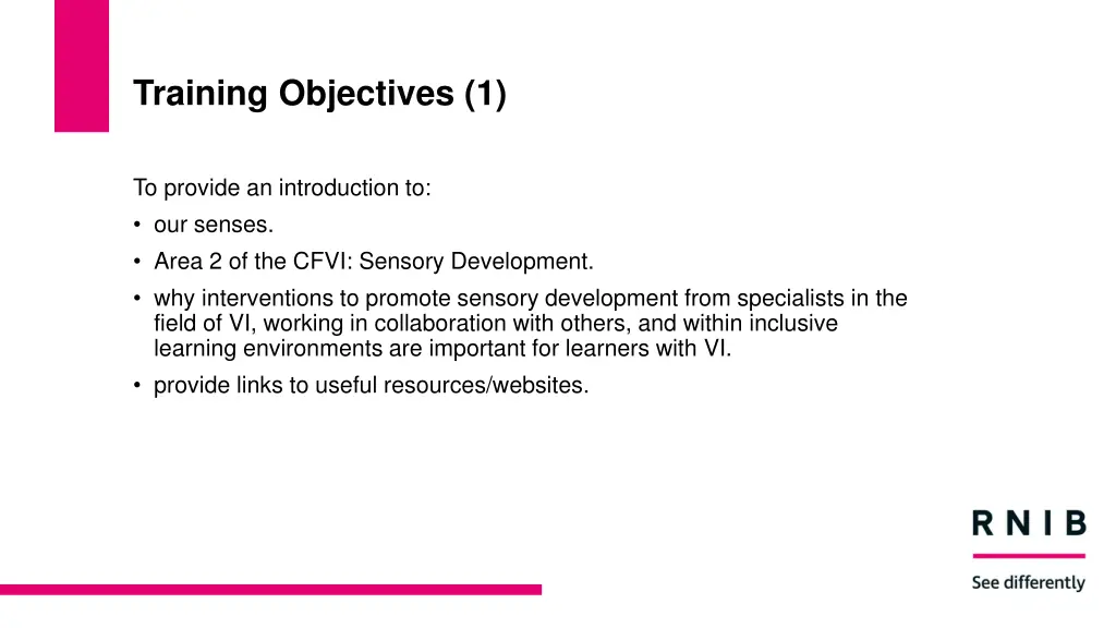training objectives 1