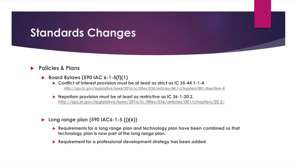 standards changes 5