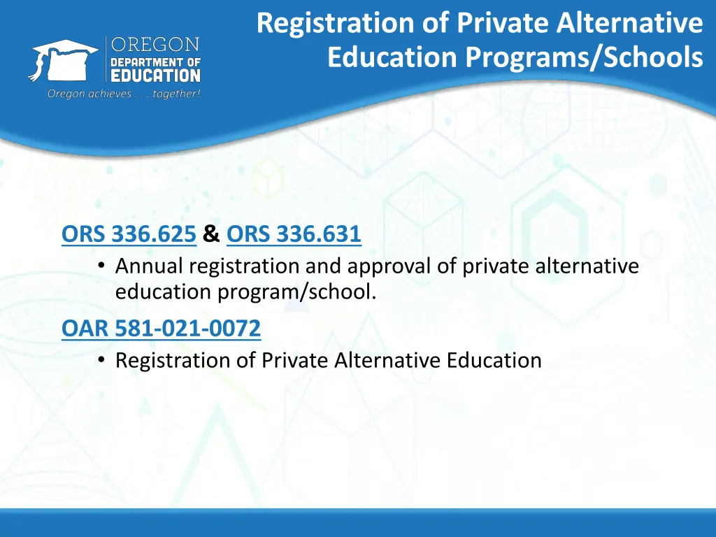 registration of private alternative education