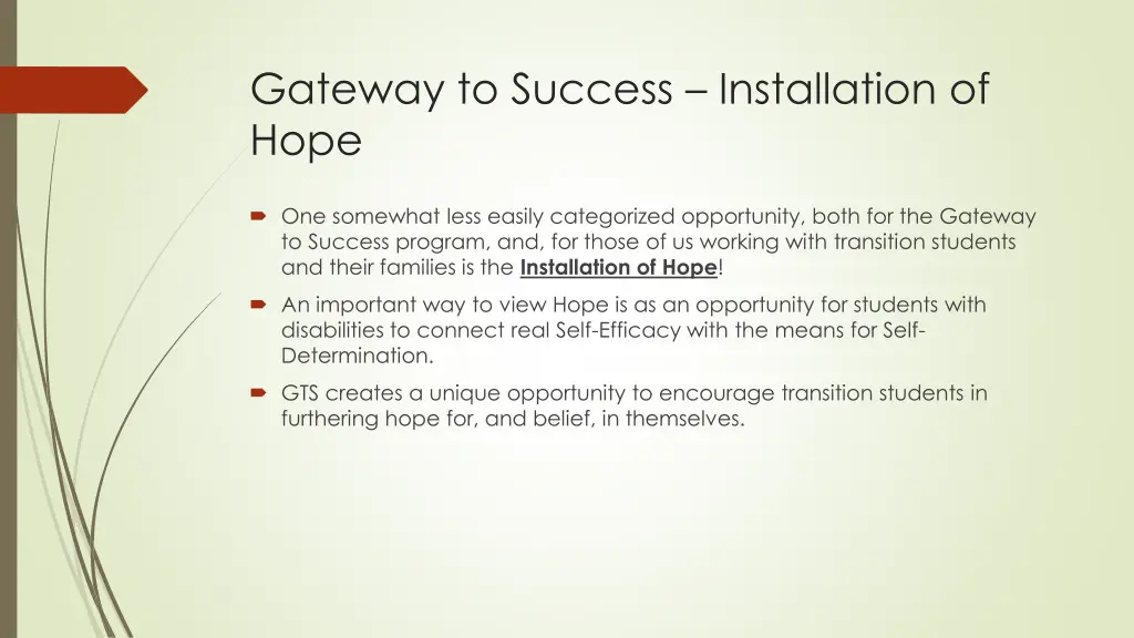 gateway to success installation of hope