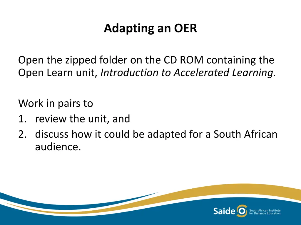 adapting an oer