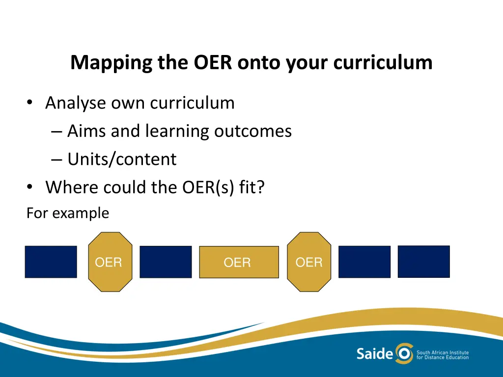 mapping the oer onto your curriculum
