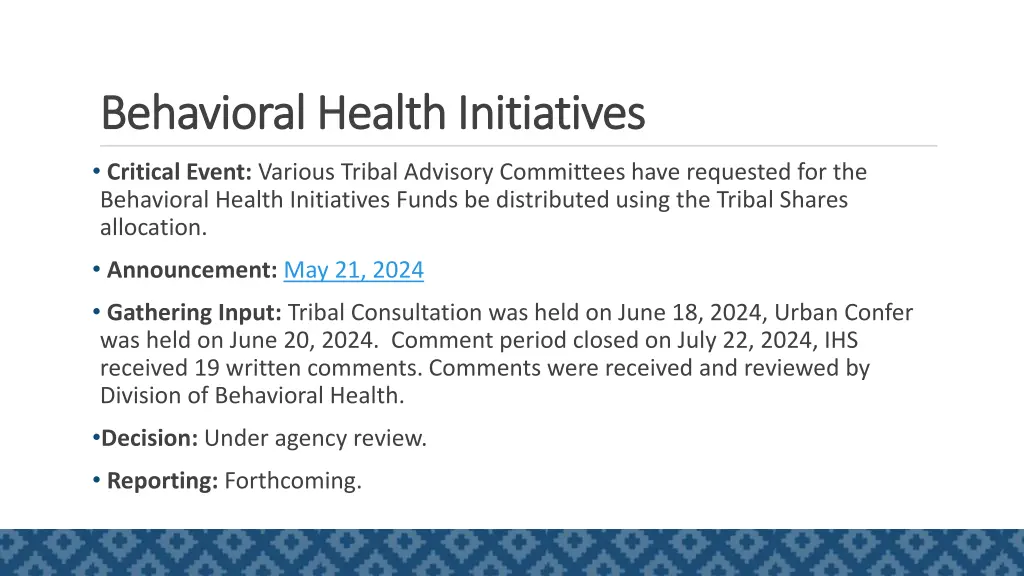 behavioral health initiatives behavioral health