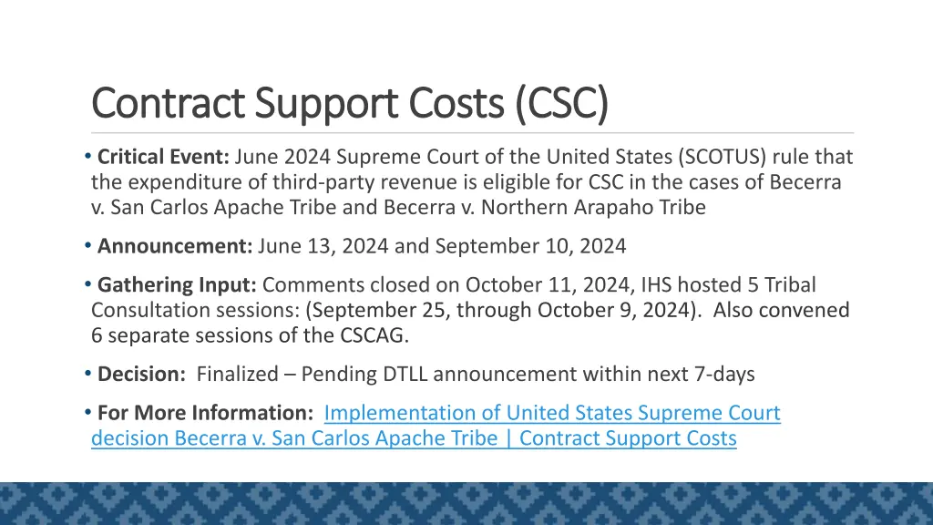 contract support costs csc contract support costs
