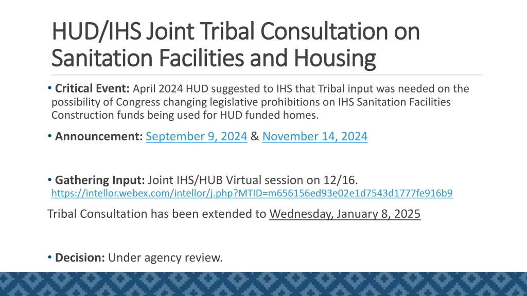 hud ihs joint tribal consultation