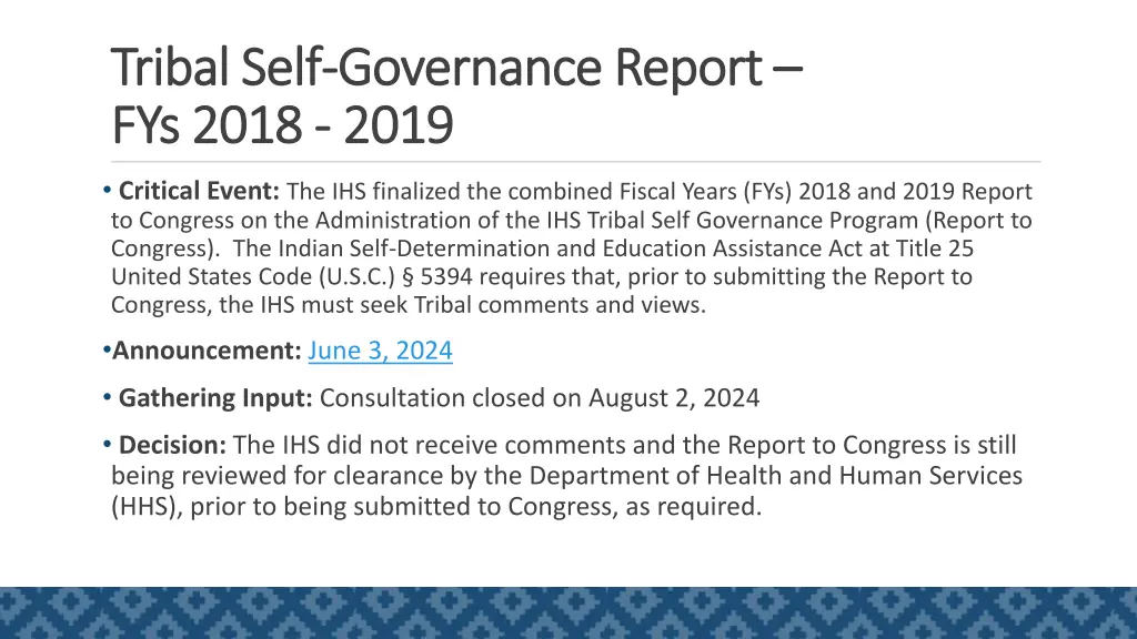 tribal self tribal self governance report