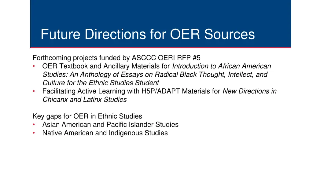 future directions for oer sources