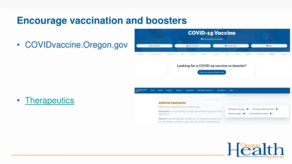 encourage vaccination and boosters