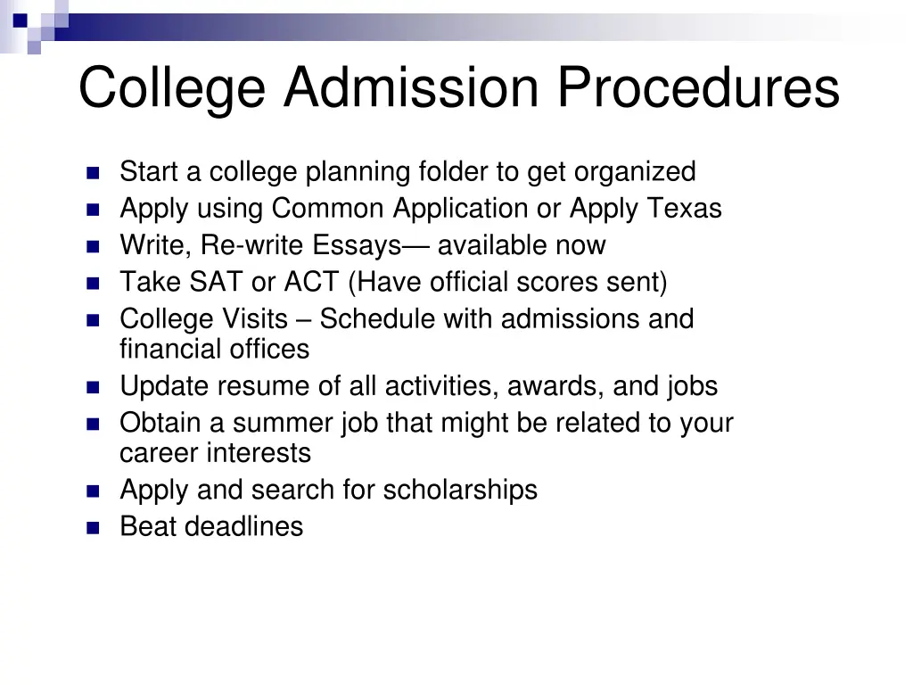 college admission procedures
