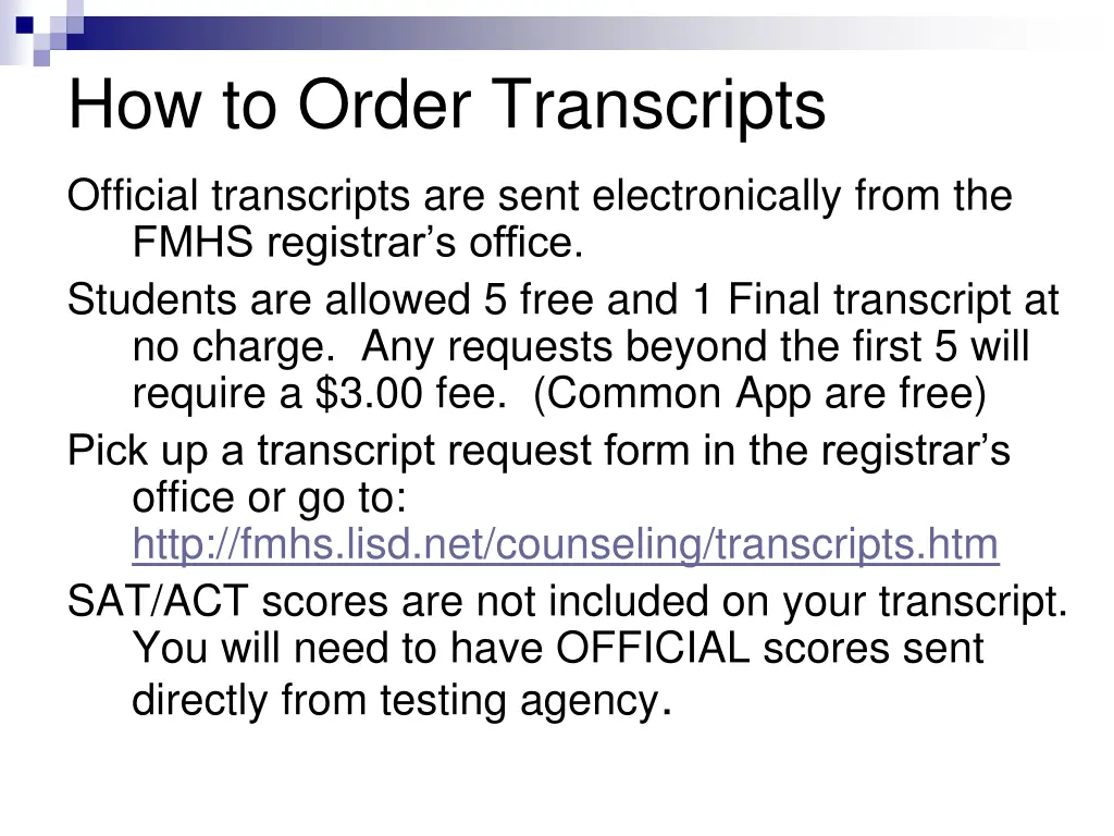 how to order transcripts