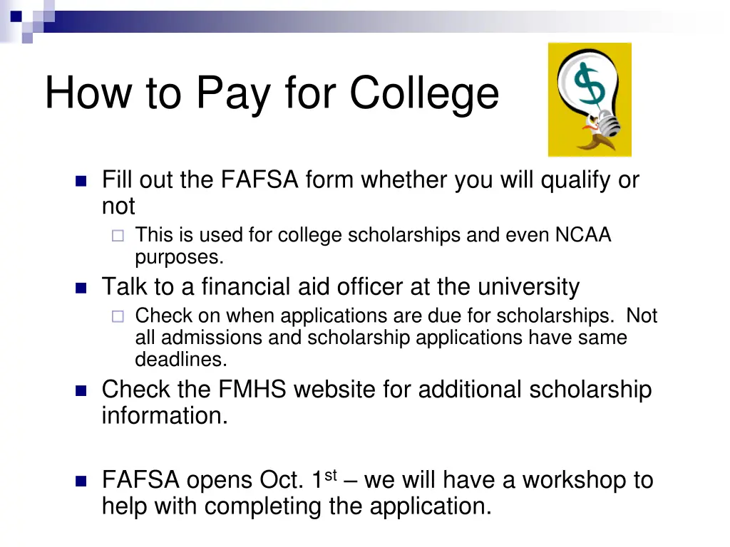 how to pay for college